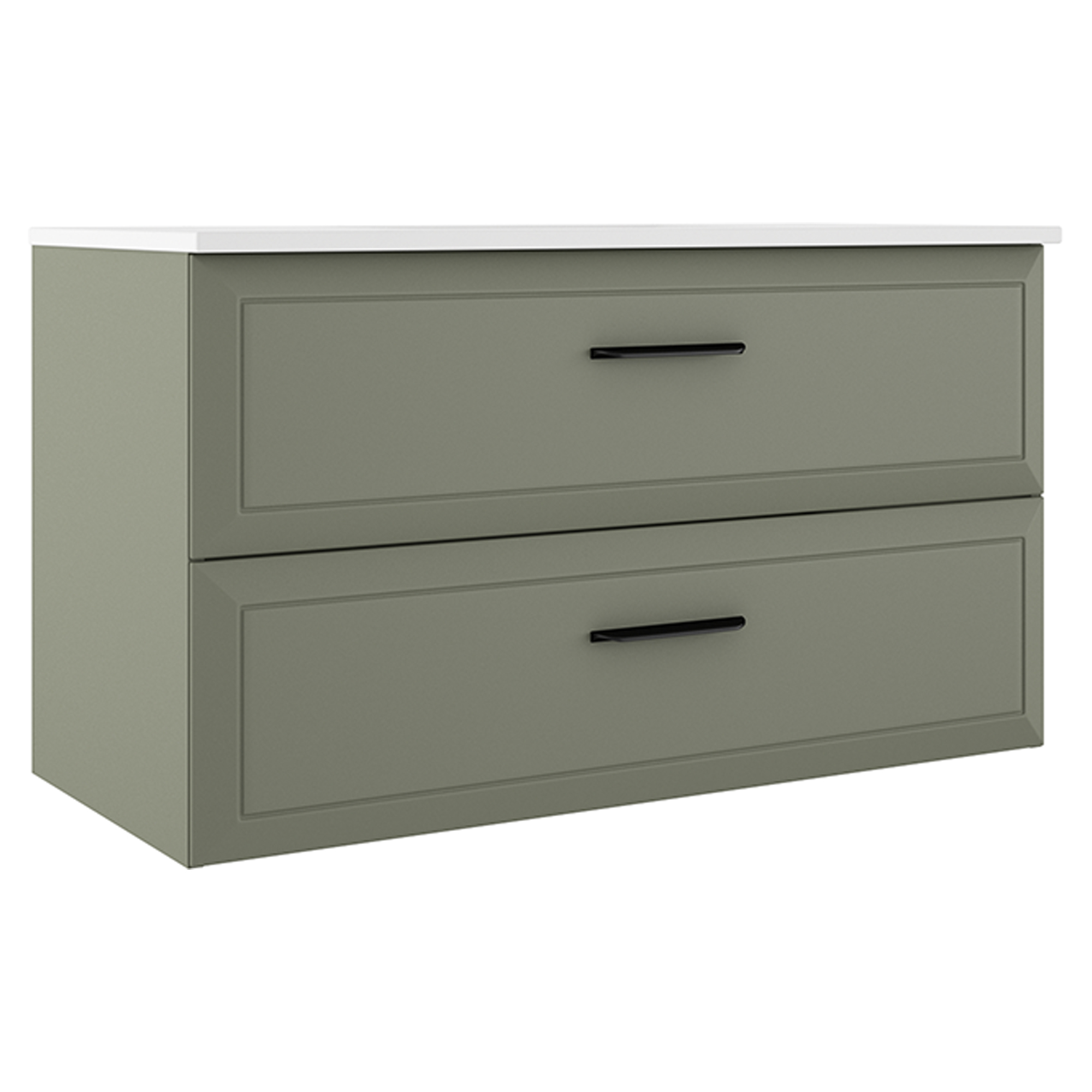 Servantskap Tandem Grønn Matt 100 cm med Servant Hvit Blank