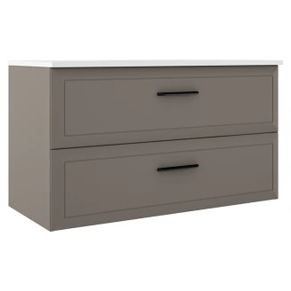 Servantskap <strong>Tandem</strong>  Grå Matt 100 cm med Servant Hvit Blank