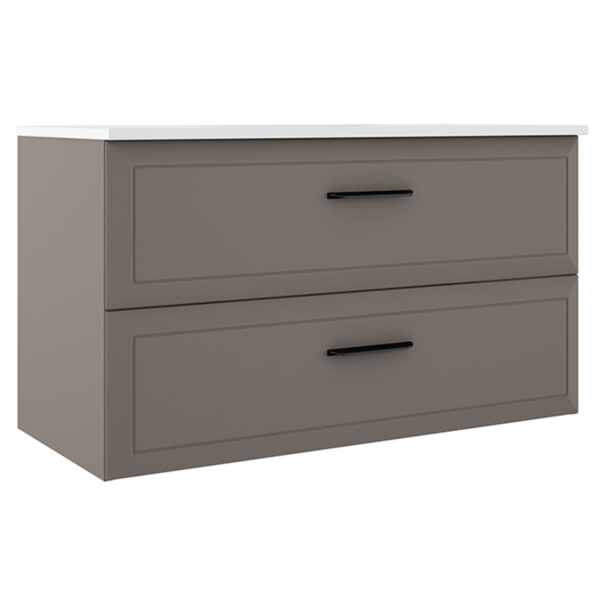 Servantskap Tandem Grå Matt 100 cm med Servant Hvit Blank