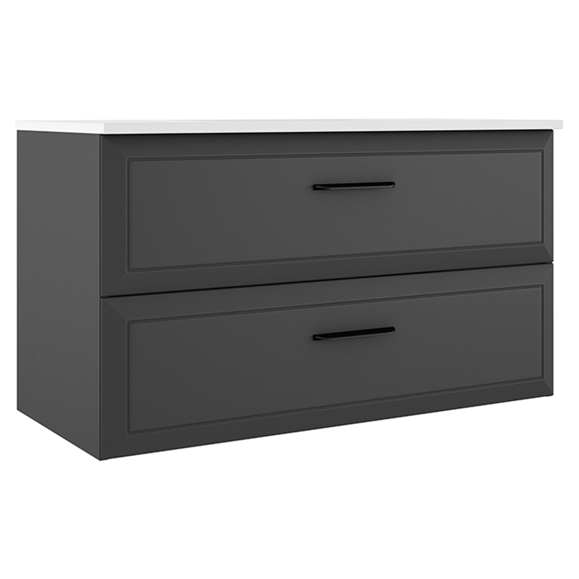 Servantskap Tandem Mørkgrå Matt 100 cm med Servant Hvit Blank