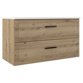 Servantskap <strong>Tandem</strong>  Eik Matt 100 cm med Servant Hvit Blank
