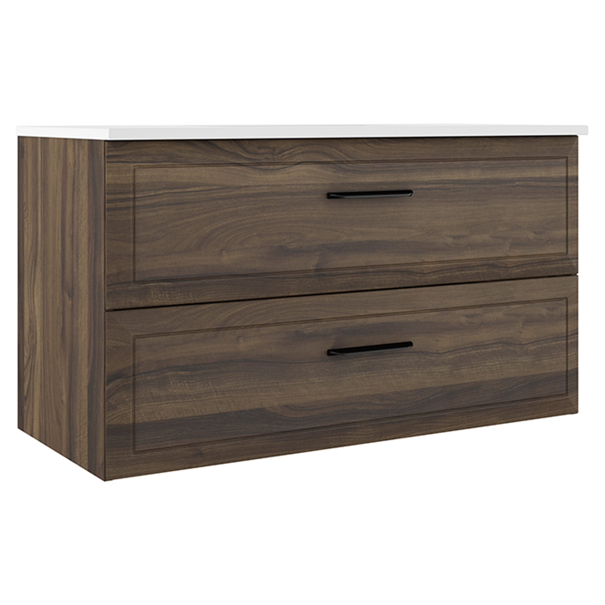 Servantskap Tandem Valnøtt Matt 100 cm med Servant Hvit Blank