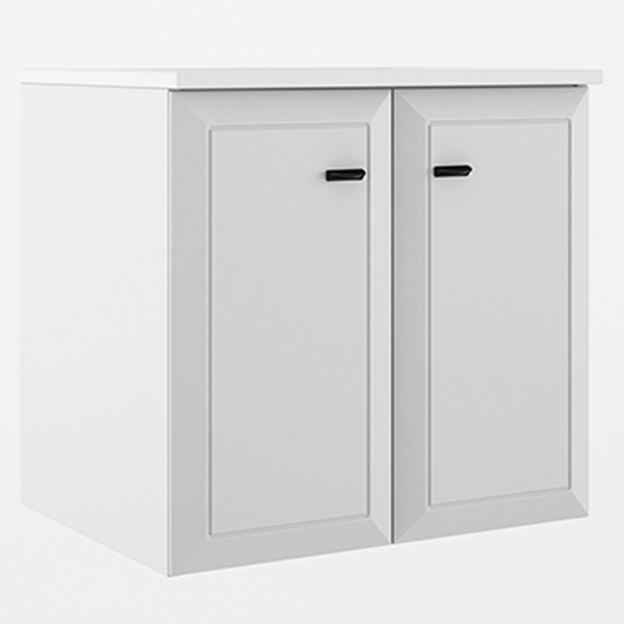 Servantskap Tandem Hvit Matt 60 cm med Två Dørar med Servant Hvit Blank