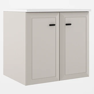 Servantskap <strong>Tandem</strong>  Beige Matt 60 cm med Två Dørar med Servant Hvit Blank
