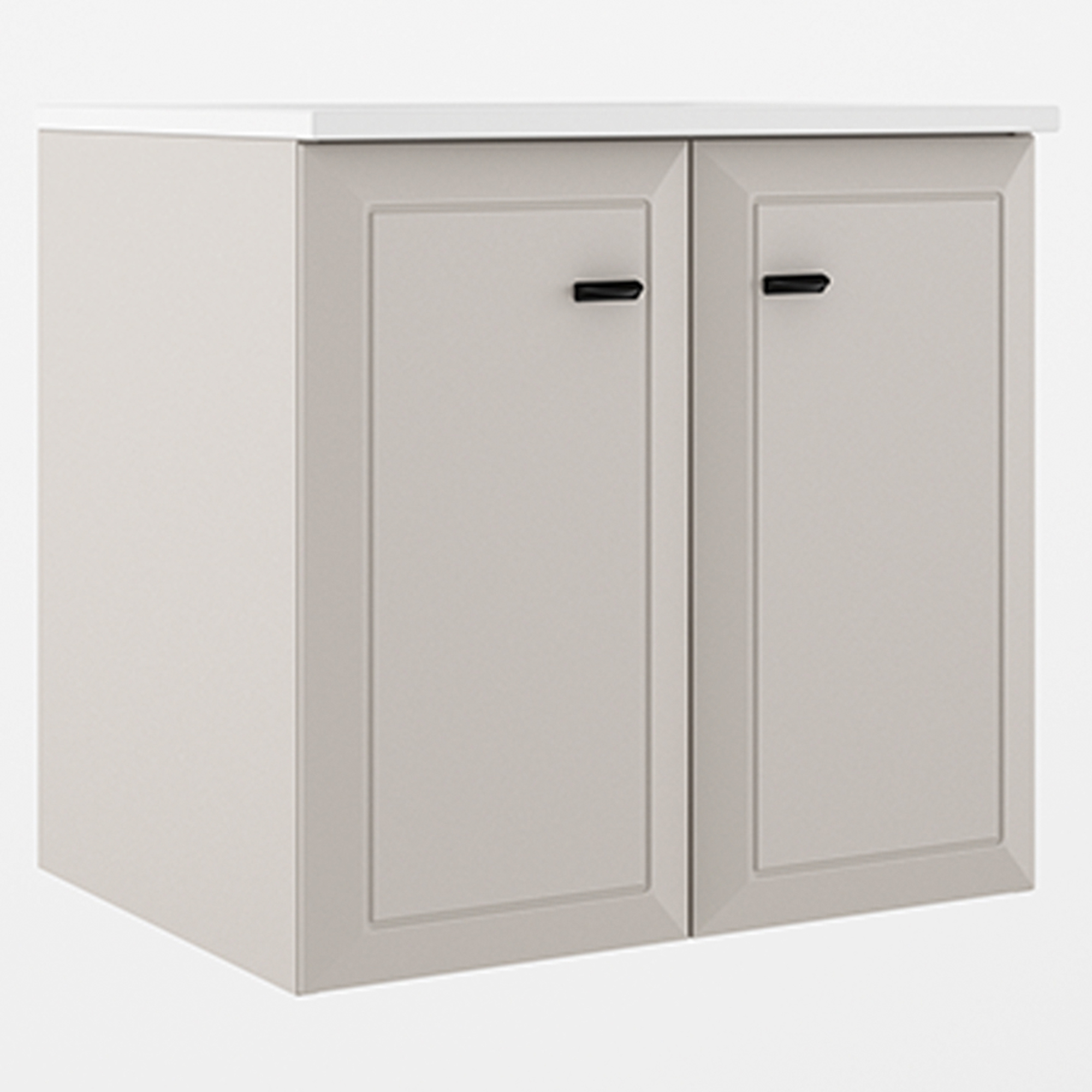 Servantskap Tandem Beige Matt 60 cm med Två Dørar med Servant Hvit Blank