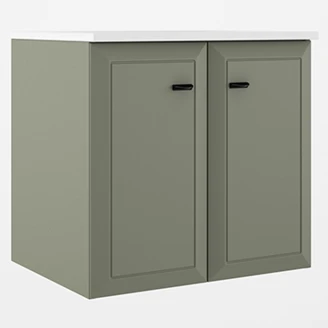 Servantskap <strong>Tandem</strong>  Grønn Matt 60 cm med Två Dørar med Servant Hvit Blank