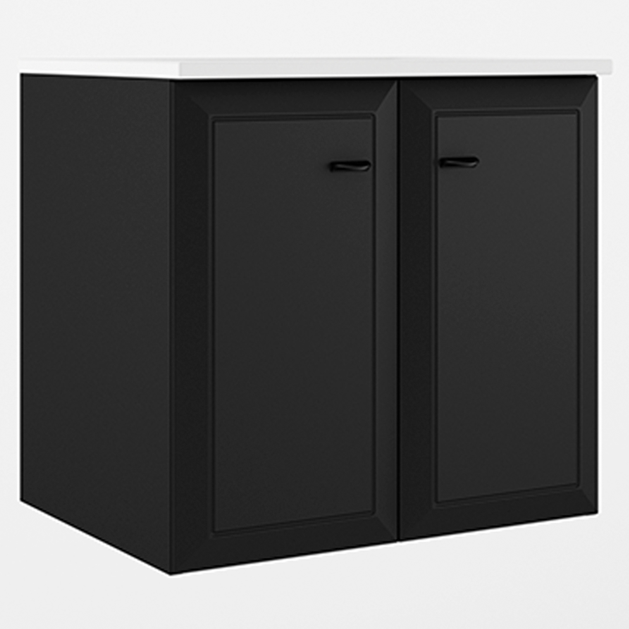 Servantskap Tandem Svart Matt 60 cm med Två Dørar med Servant Hvit Blank