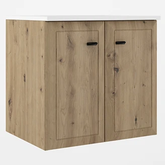 Servantskap <strong>Tandem</strong>  Eik Matt 60 cm med Två Dørar med Servant Hvit Blank