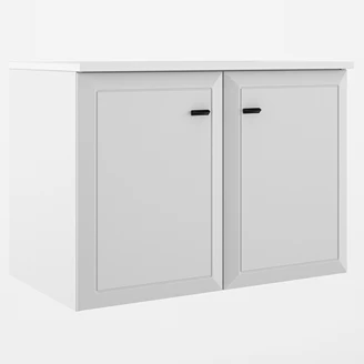 Servantskap <strong>Tandem</strong>  Hvit Matt 80 cm med Två Dørar med Servant Hvit Blank