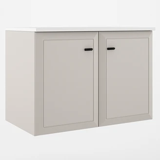 Servantskap <strong>Tandem</strong>  Beige Matt 80 cm med Två Dørar med Servant Hvit Blank