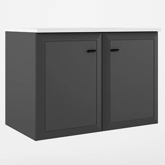 Servantskap <strong>Tandem</strong>  Mørkgrå Matt 80 cm med Två Dørar med Servant Hvit Blank