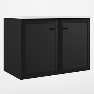 Servantskap <strong>Tandem</strong>  Svart Matt 80 cm med Två Dørar med Servant Hvit Blank
