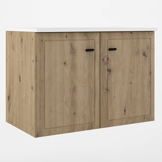 Servantskap <strong>Tandem</strong>  Eik Matt 80 cm med Två Dørar med Servant Hvit Blank