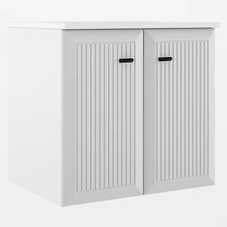 Servantskap <strong>Tandem</strong>  Hvit-Stripet Matt 60 cm med To Dører med Servant Hvit Blank