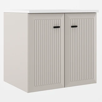 Servantskap <strong>Tandem</strong>  Beige-Stripet Matt 60 cm med To Dører med Servant Hvit Blank