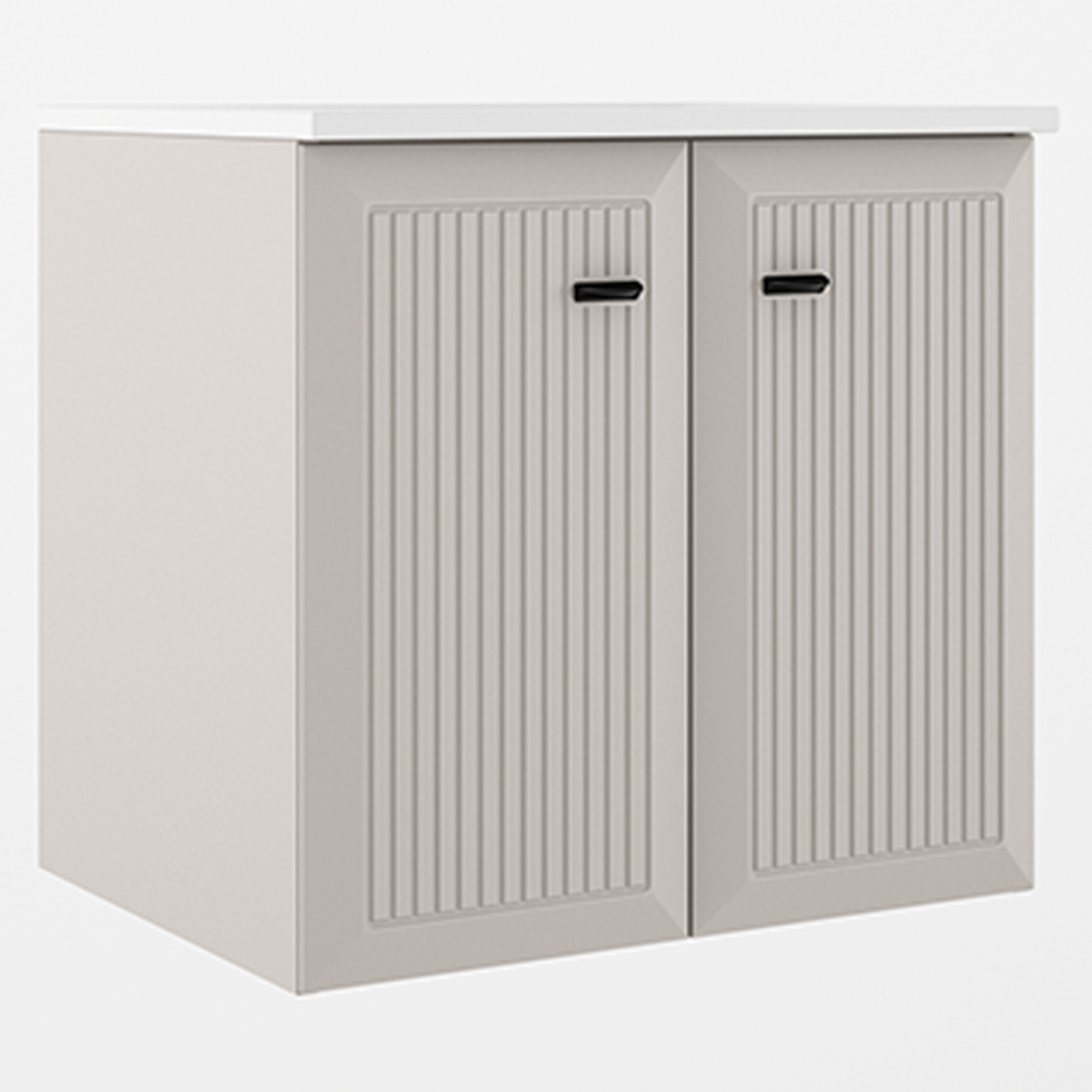 Servantskap Tandem Beige-Stripet Matt 60 cm med To Dører med Servant Hvit Blank
