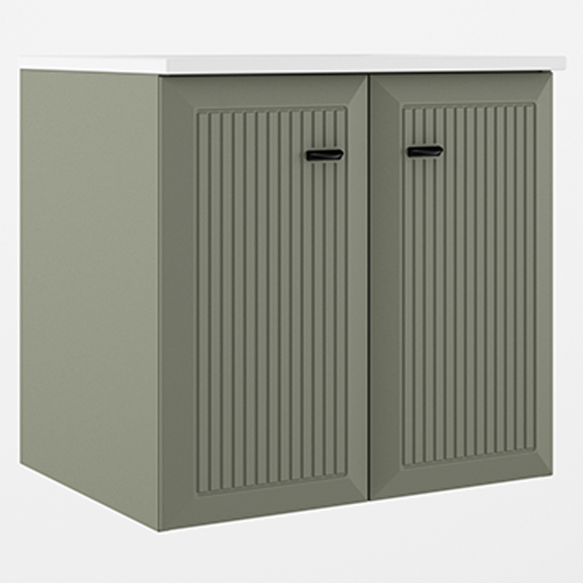 Servantskap Tandem Grønn-Stripet Matt 60 cm med To Dører med Servant Hvit Blank