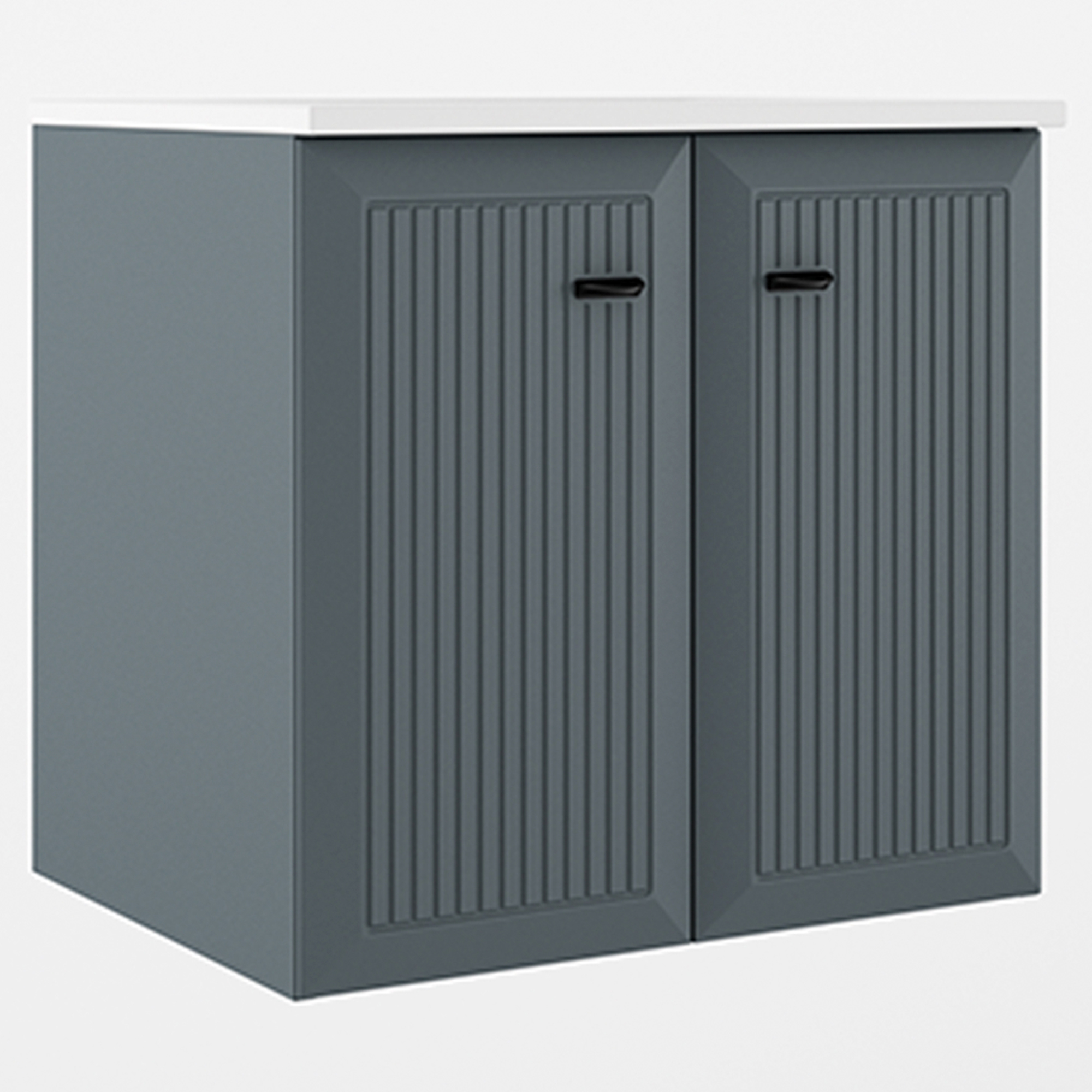 Servantskap Tandem Blå-Stripet Matt 60 cm med To Dører med Servant Hvit Blank