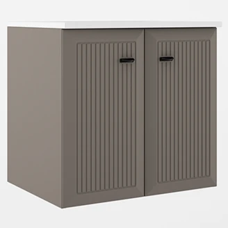 Servantskap <strong>Tandem</strong>  Grå-Stripet Matt 60 cm med To Dører med Servant Hvit Blank