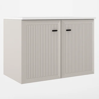 Servantskap <strong>Tandem</strong>  Beige-Stripet Matt 80 cm med To Dører med Servant Hvit Blank