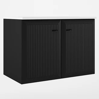 Servantskap <strong>Tandem</strong>  Svart-Stripet Matt 80 cm med To Dører med Servant Hvit Blank