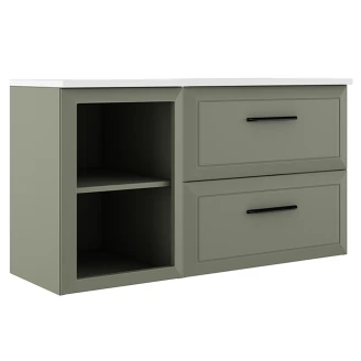 Servantskap <strong>Tandem</strong>  Grønn Matt 40+60 cm med Servant Hvit Blank