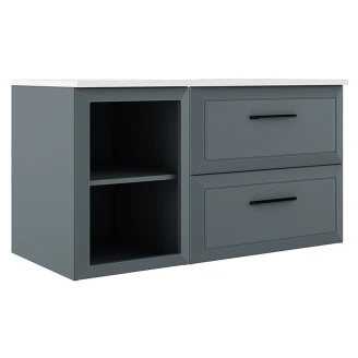 Servantskap <strong>Tandem</strong>  Blå Matt 40+60 cm med Servant Hvit Blank