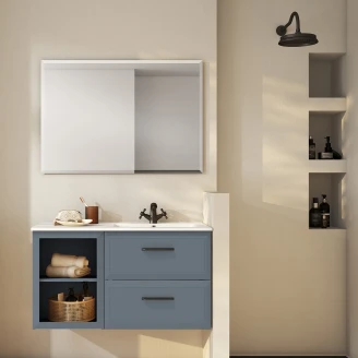 Servantskap <strong>Tandem</strong>  Blå Matt 40+60 cm med Servant Hvit Blank