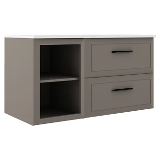 Servantskap <strong>Tandem</strong>  Grå Matt 40+60 cm med Servant Hvit Blank