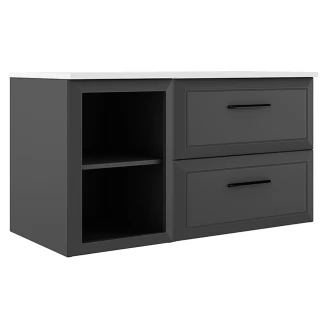 Servantskap <strong>Tandem</strong>  Mørkgrå Matt 40+60 cm med Servant Hvit Blank