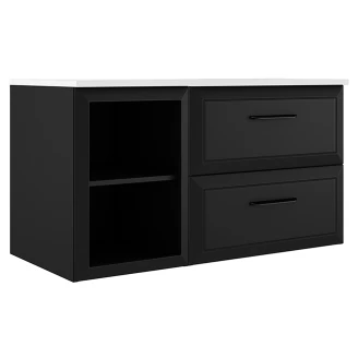 Servantskap <strong>Tandem</strong>  Svart Matt 40+60 cm med Servant Hvit Blank