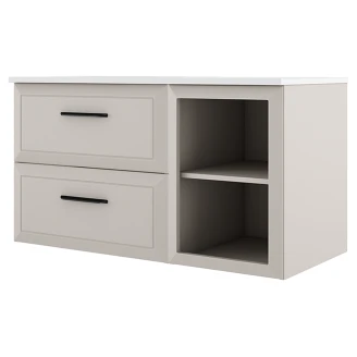 Servantskap <strong>Tandem</strong>  Beige Matt 60+40 cm med Servant Hvit Blank