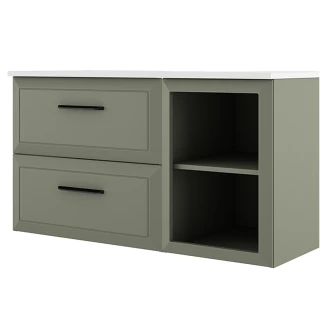 Servantskap <strong>Tandem</strong>  Grønn Matt 60+40 cm med Servant Hvit Blank