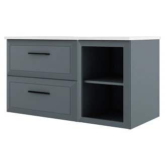 Servantskap <strong>Tandem</strong>  Blå Matt 60+40 cm med Servant Hvit Blank