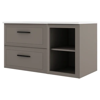 Servantskap <strong>Tandem</strong>  Grå Matt 60+40 cm med Servant Hvit Blank