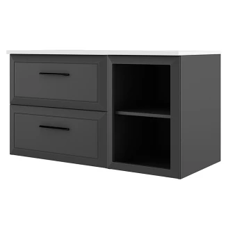 Servantskap <strong>Tandem</strong>  Mørkgrå Matt 60+40 cm med Servant Hvit Blank