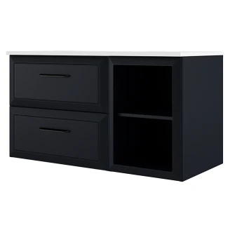 Servantskap <strong>Tandem</strong>  Mørkblå Matt 60+40 cm med Servant Hvit Blank