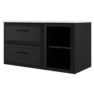 Servantskap <strong>Tandem</strong>  Svart Matt 60+40 cm med Servant Hvit Blank