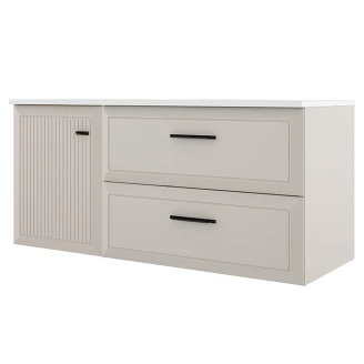 Servantskap <strong>Tandem</strong>  Beige Matt 40+80 cm med Servant Hvit Blank