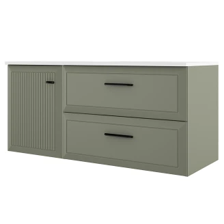 Servantskap <strong>Tandem</strong>  Grønn Matt 40+80 cm med Servant Hvit Blank