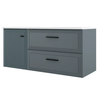 Servantskap <strong>Tandem</strong>  Blå Matt 40+80 cm med Servant Hvit Blank