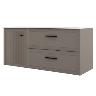 Servantskap <strong>Tandem</strong>  Grå Matt 40+80 cm med Servant Hvit Blank