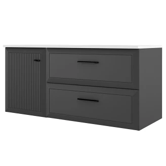 Servantskap <strong>Tandem</strong>  Mørkgrå Matt 40+80 cm med Servant Hvit Blank