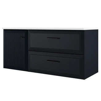 Servantskap <strong>Tandem</strong>  Mørkblå Matt 40+80 cm med Servant Hvit Blank