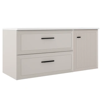 Servantskap <strong>Tandem</strong>  Beige Matt 80+40 cm med Servant Hvit Blank