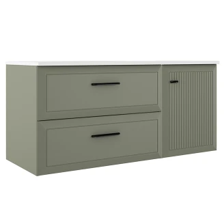 Servantskap <strong>Tandem</strong>  Grønn Matt 80+40 cm med Servant Hvit Blank