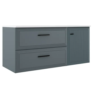 Underskab <strong>Tandem</strong>  Blå Mat 80+40 cm med Vask Hvid Blank