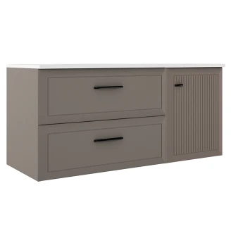 Servantskap <strong>Tandem</strong>  Grå Matt 80+40 cm med Servant Hvit Blank