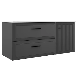 Servantskap <strong>Tandem</strong>  Mørkgrå Matt 80+40 cm med Servant Hvit Blank