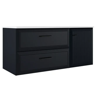 Servantskap <strong>Tandem</strong>  Mørkblå Matt 80+40 cm med Servant Hvit Blank